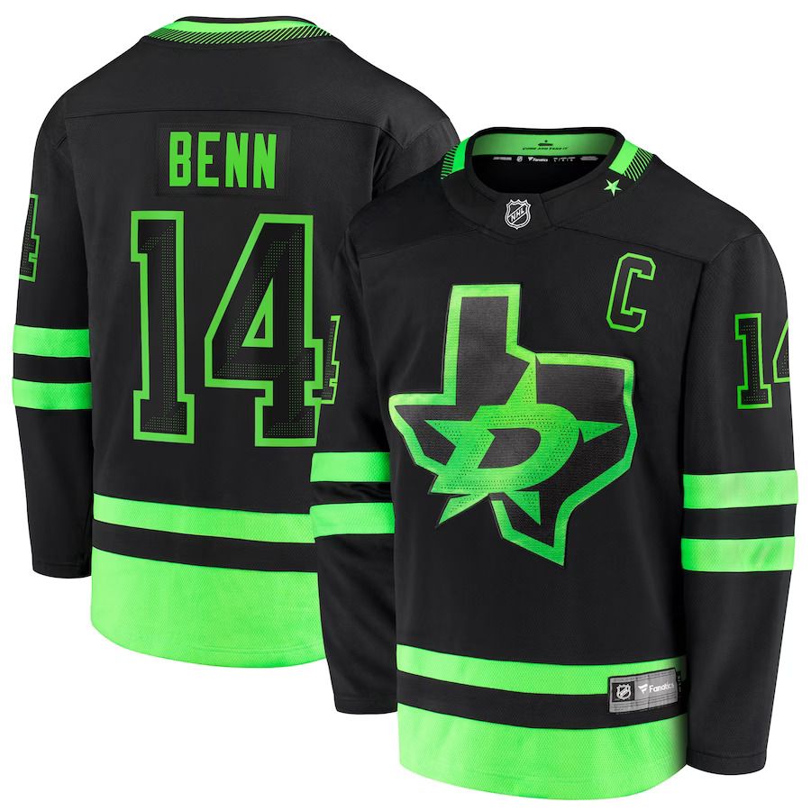 Men Dallas Stars 14 Jamie Benn Fanatics Branded Black Alternate Premier Breakaway Player NHL Jersey